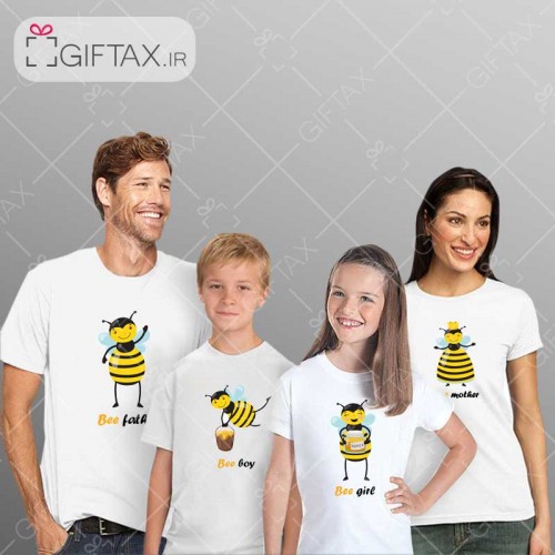 تیشرت ست خانوادگی چهار نفره  bee family   تم زنبور خرید از سایت گیفتکس 