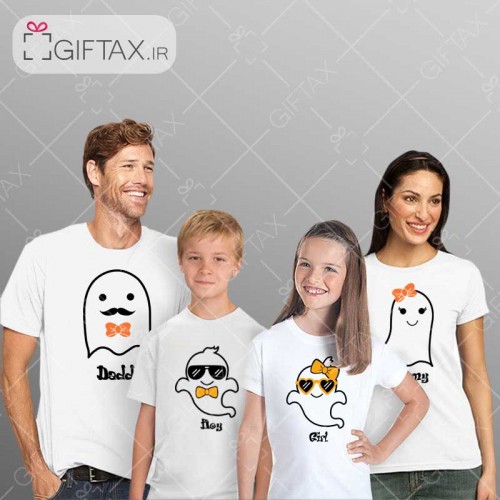 تیشرت ست خانوادگی چهار نفره    با طرح ارواح شماره 12 خرید از سایت گیفتکس 